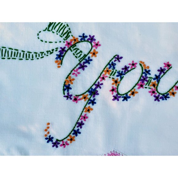 Vintage Pillow cases Embroidered "Mine" "Yours" - Picture 4 of 8